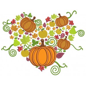 Pumpkins Thanksgiving Cornucopia Applique Machine Embroidery Design Digitized Pattern